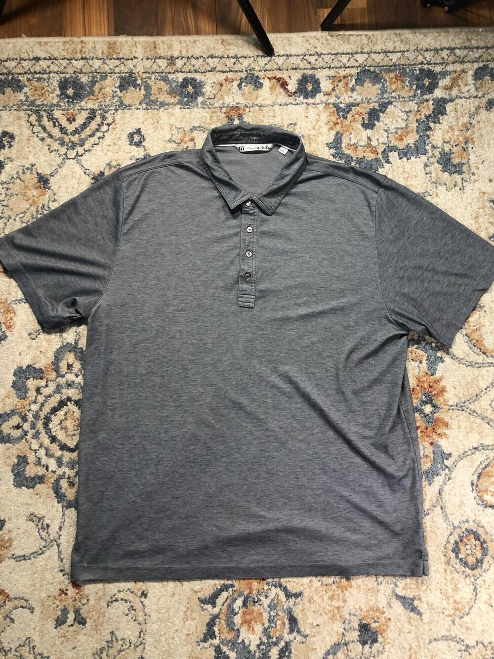 Travis Mathew Polo Shirt Mens 3XL Gray Solid Golf Performance Short Sleeve